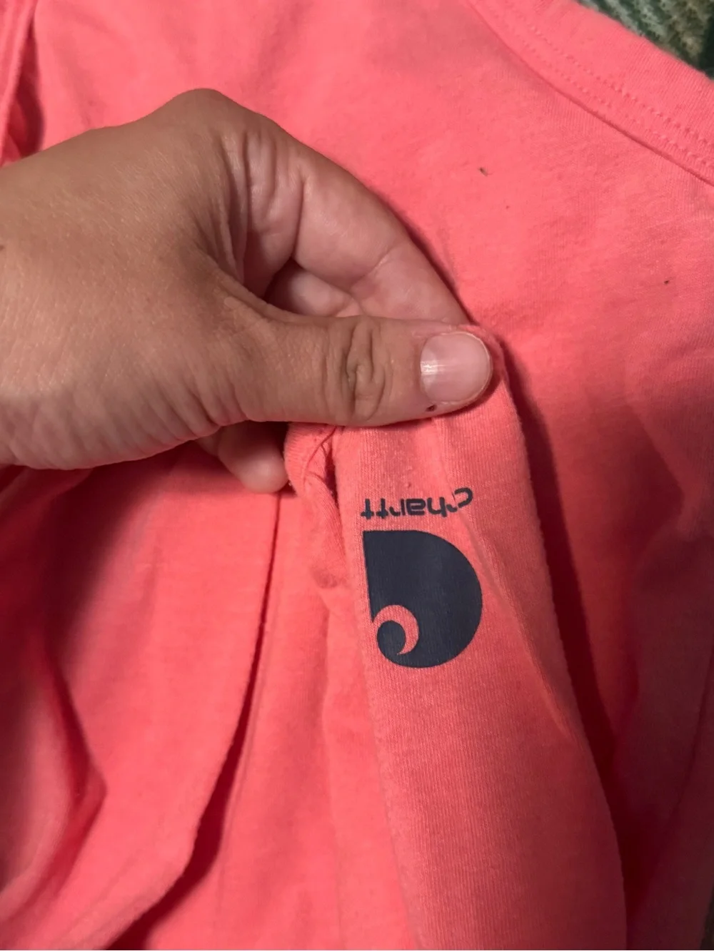 Carhartt Coral Pink Long-Sleeve Baby One-Piece with Horse Graphic